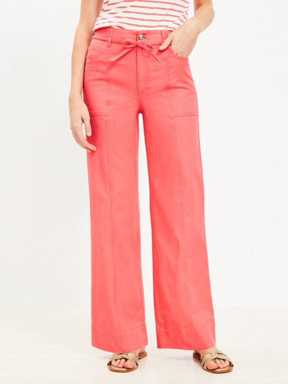LOFT Stovepipe Pants in Twill Color: Warm Coral Size: 4